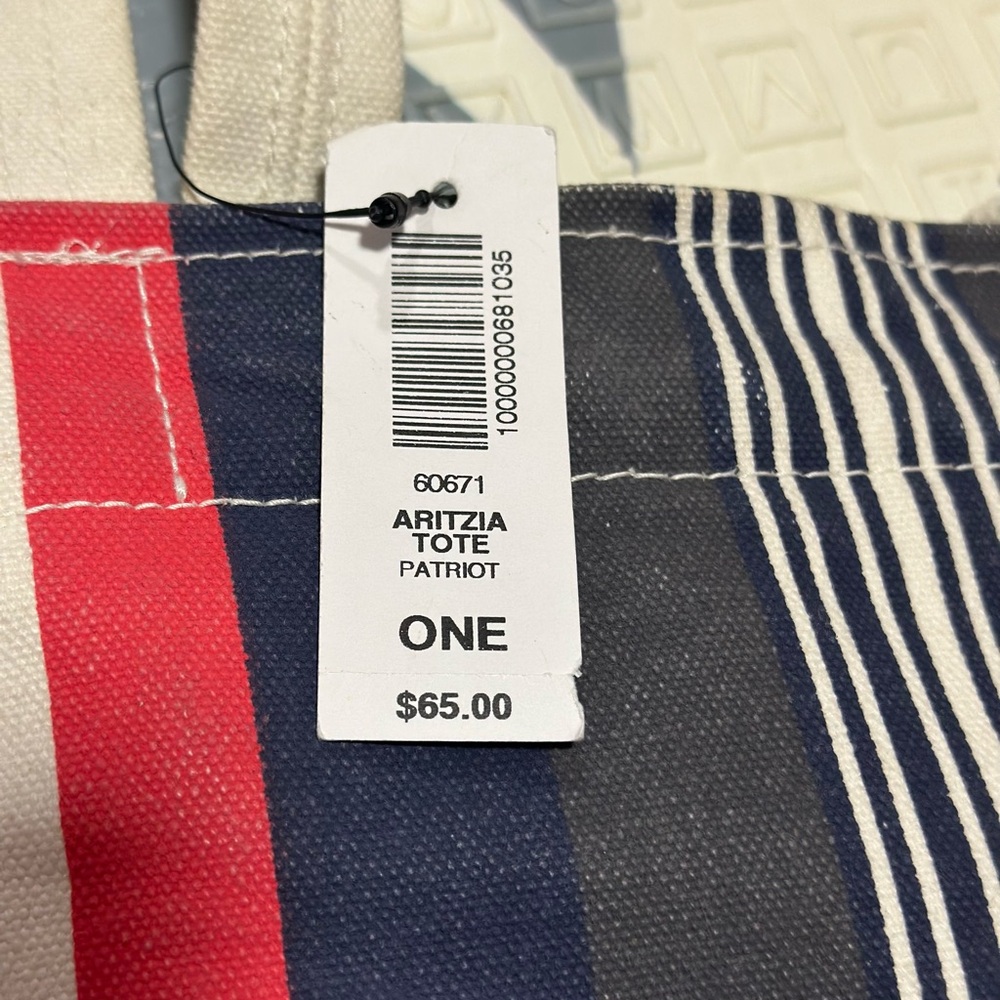 Aritzia Tote Bag “Patriot” | Striped Canvas | Red, Navy, White nwt - Picture 4 of 11